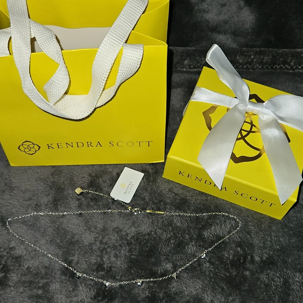 Kendra Scott NWT Phoebe Necklace,dainty🩶 andGift Bag,box,elastic bow,soft pouch - Picture 6 of 7